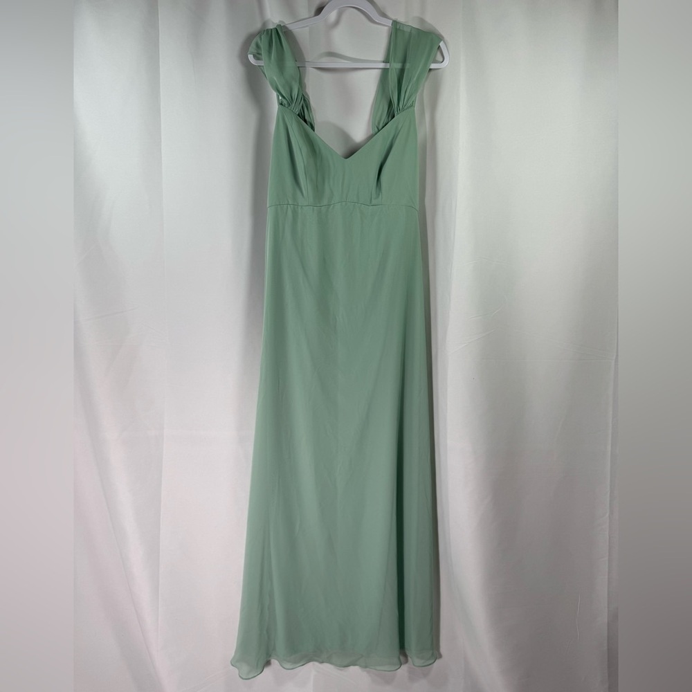Dessy Collection Cold Shoulder Chiffon Maternity Dress Seagrass Green 8R